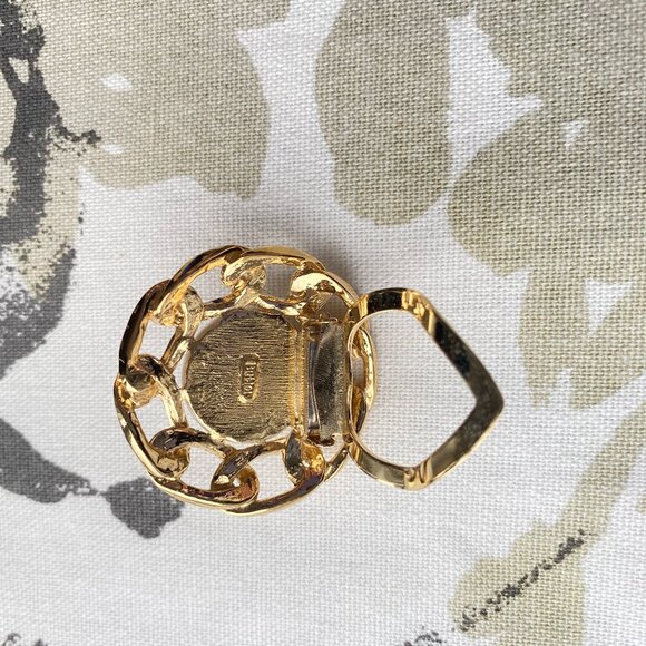 Butler Vintage Gold Chain Pearl Scarf Clip - Picture 3 of 6